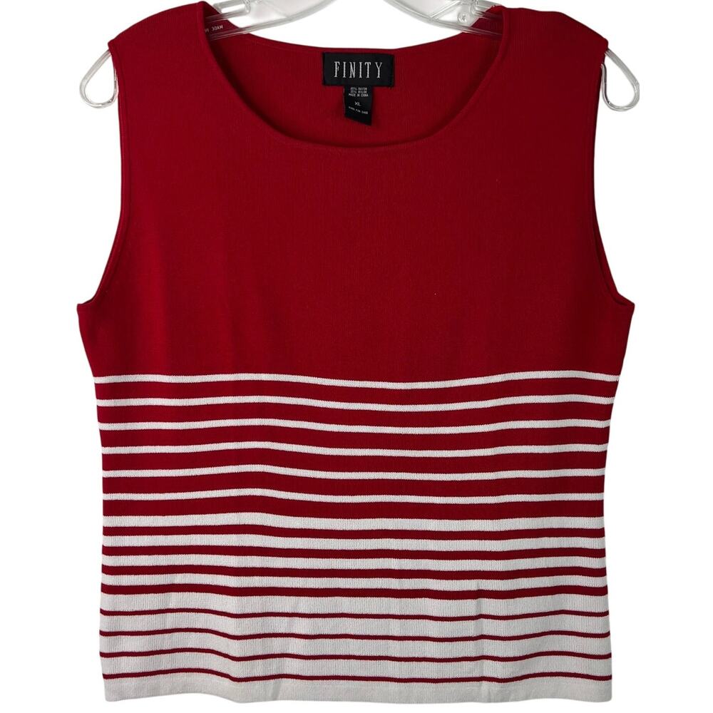 Finity Red and White Striped Tank Top